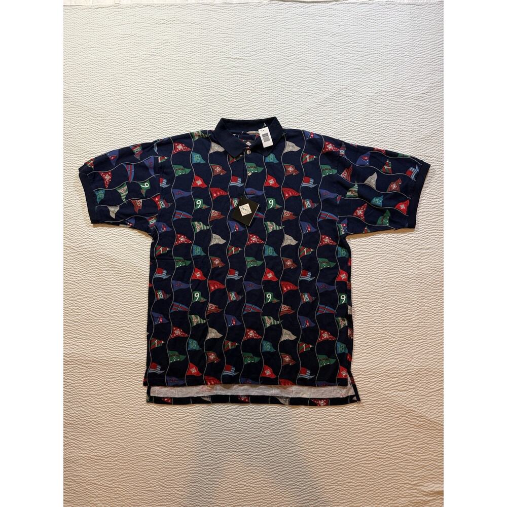 Tabasco Polo Shirt Mens Extra Large Navy Blue AOP Flag Print Golf Sportswear